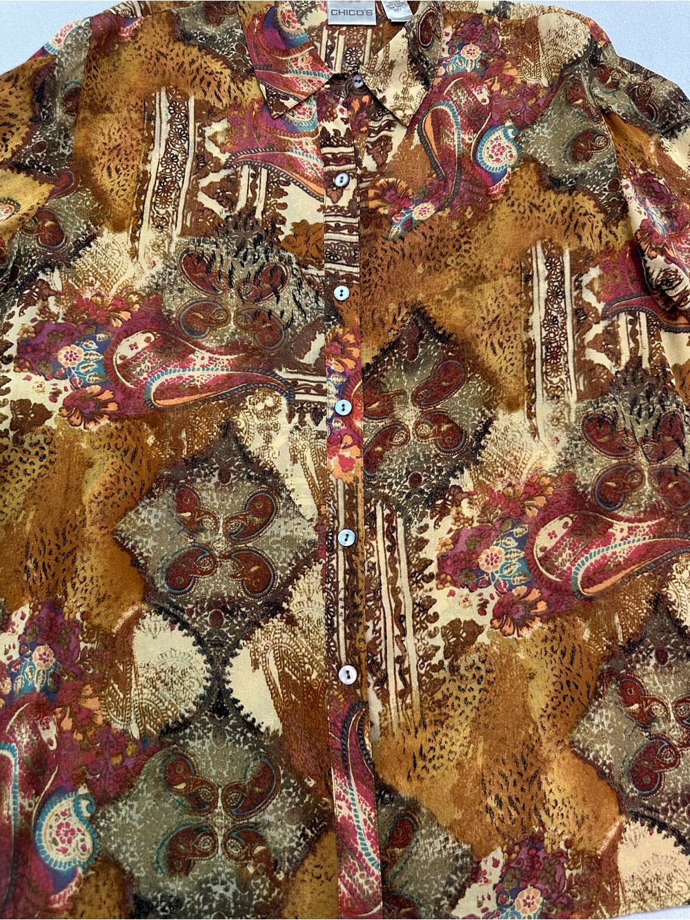 Chico's Multicolor Paisley Button-Front Shirt - Picture 5 of 9